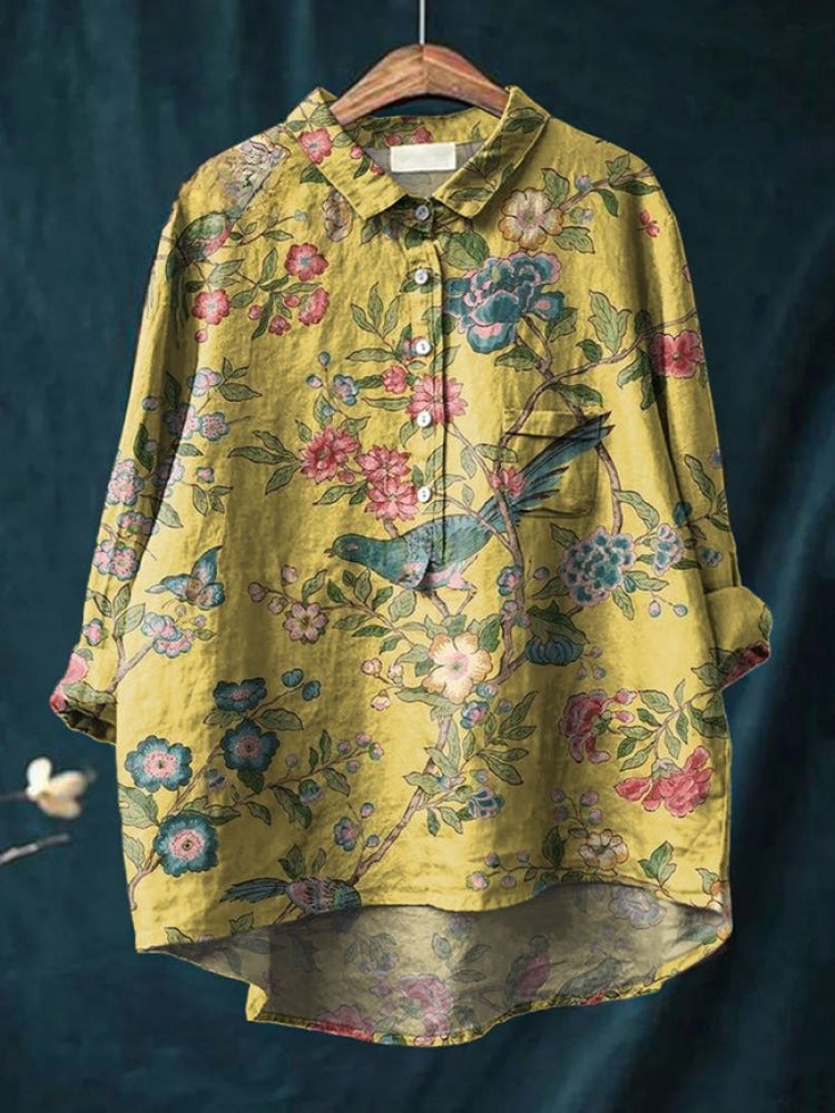 Lina | Lebhaftes Blumenstickerei Shirt