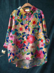 Lina | Lebhaftes Blumenstickerei Shirt
