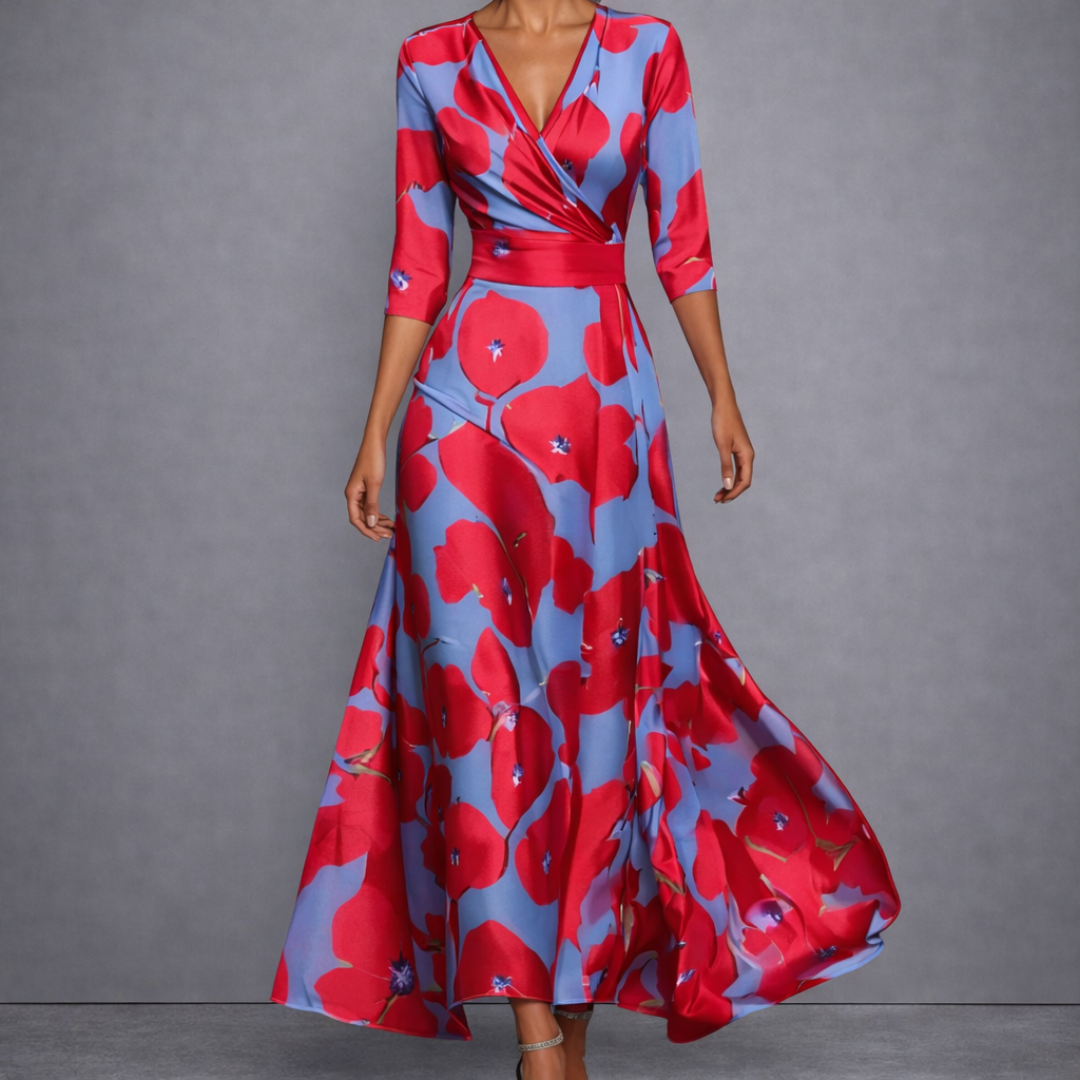 Charlotte | Figurbetontes, fließendes Maxikleid