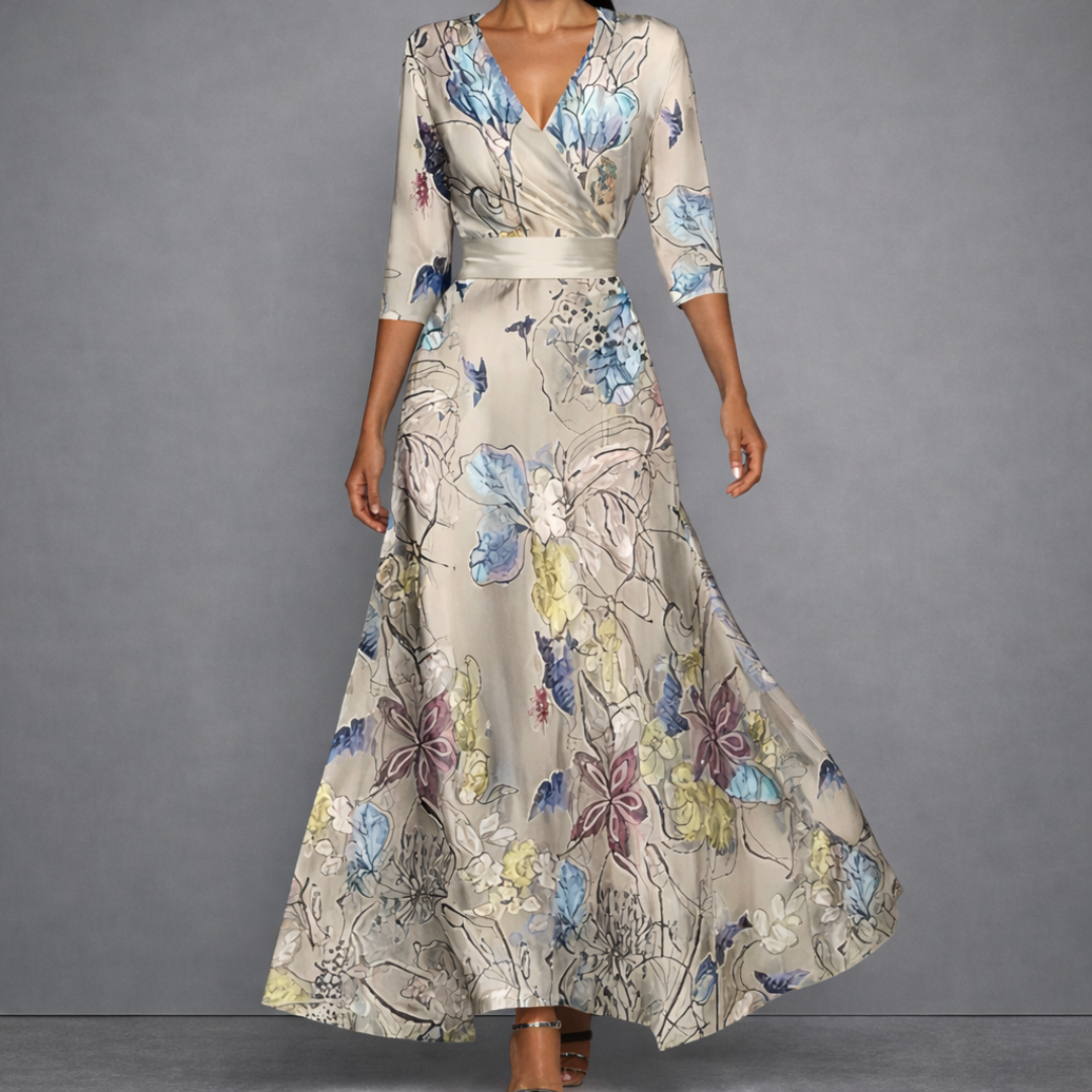 Charlotte | Figurbetontes, fließendes Maxikleid