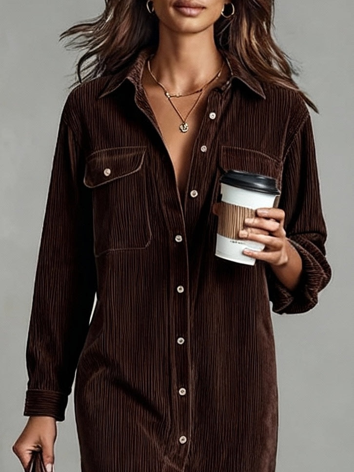 Evelyn | Entspanntes Corduroy Midi-Kleid