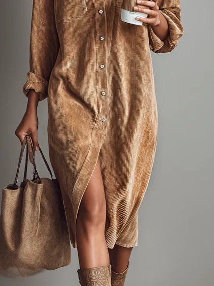 Evelyn | Entspanntes Corduroy Midi-Kleid