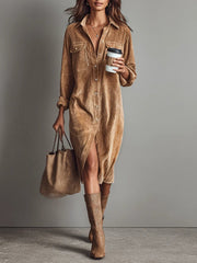 Evelyn | Entspanntes Corduroy Midi-Kleid