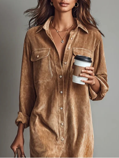 Evelyn | Entspanntes Corduroy Midi-Kleid
