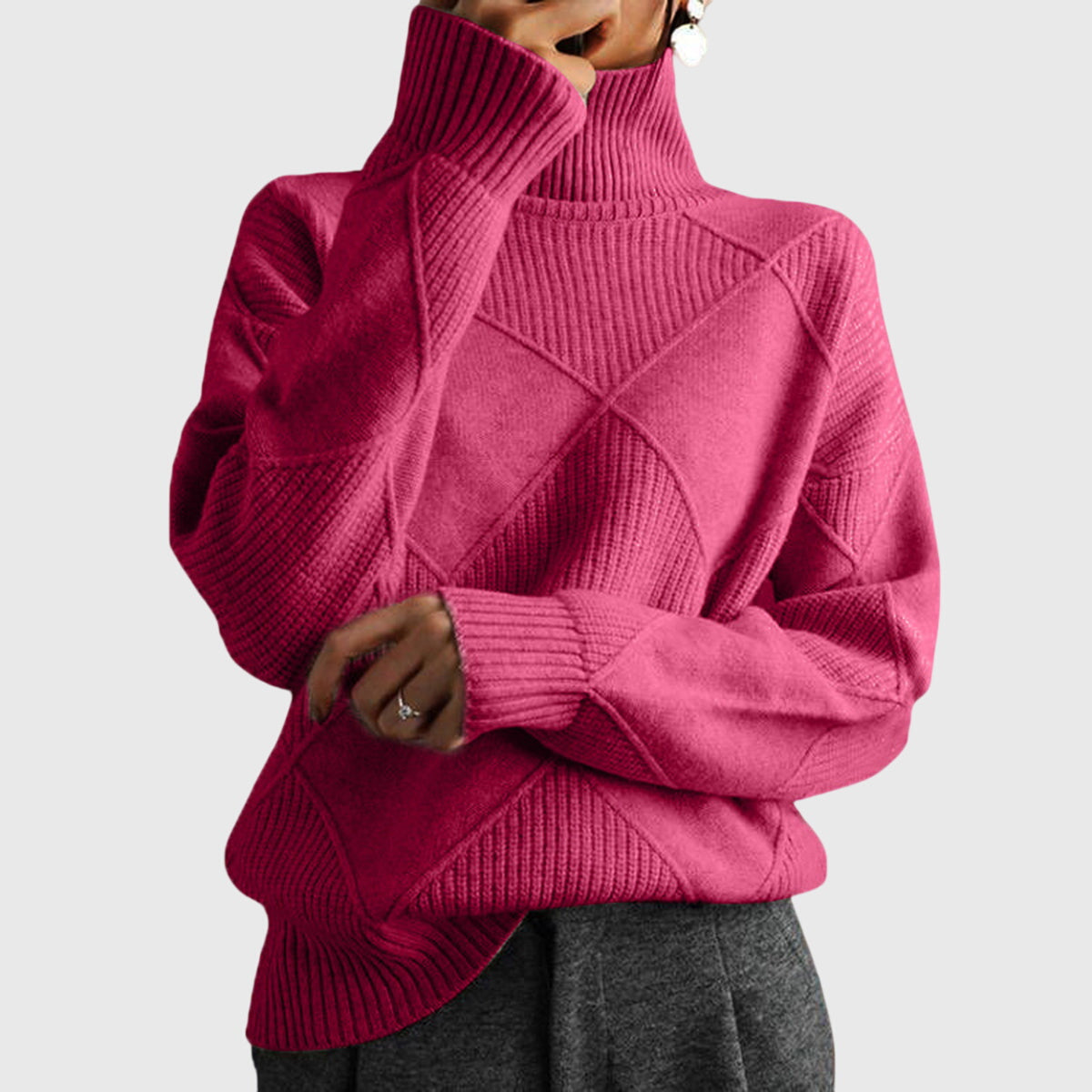 Angela - Moderner Geometrischer Rollkragenpullover