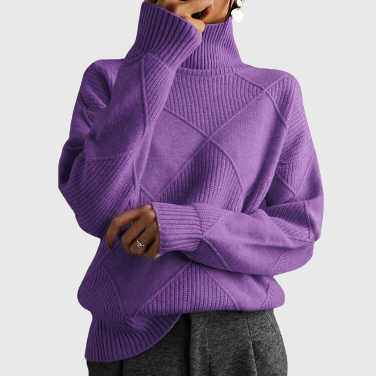 Angela - Moderner Geometrischer Rollkragenpullover