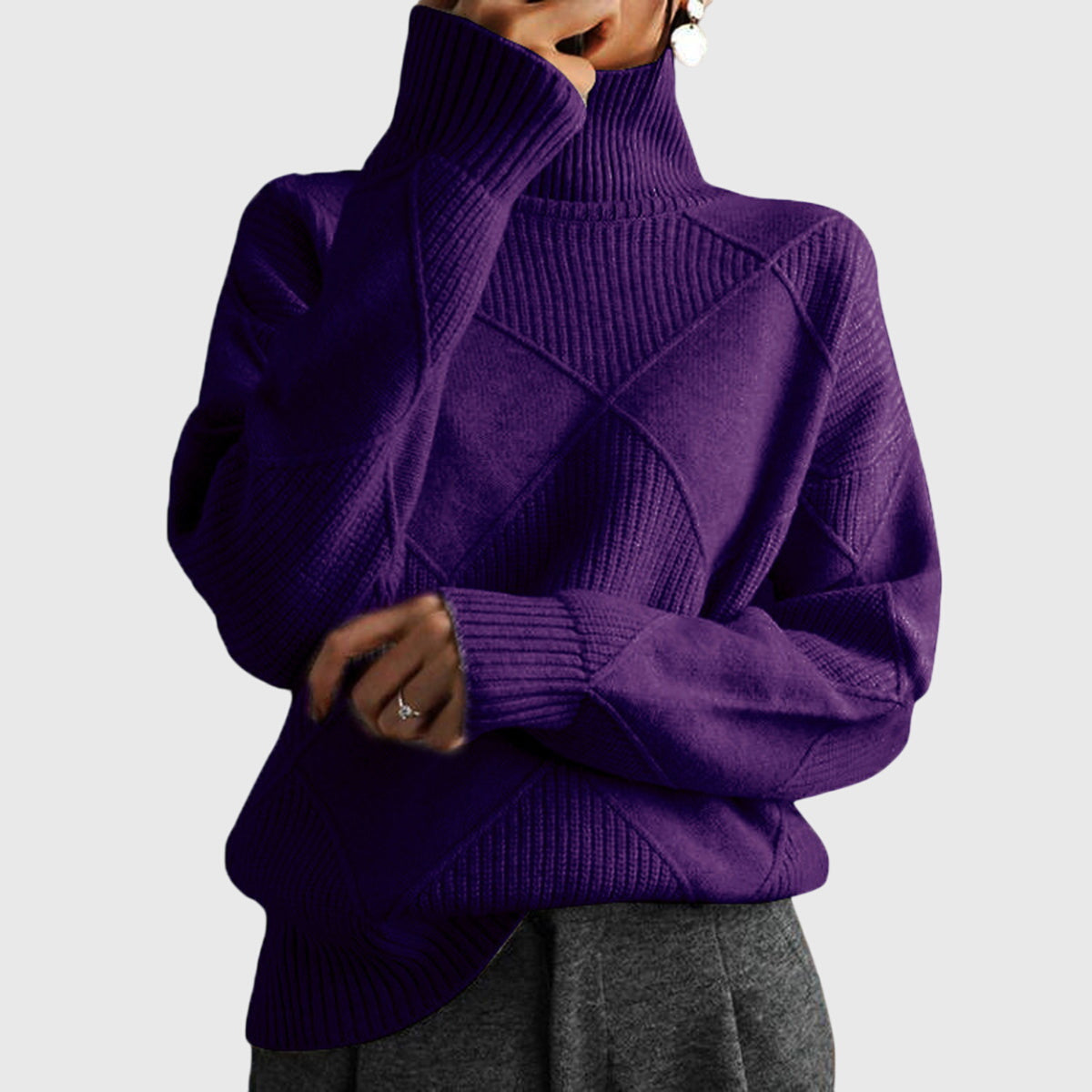 Angela - Moderner Geometrischer Rollkragenpullover