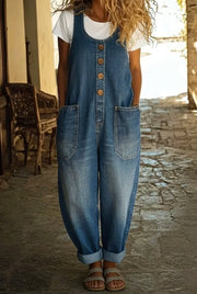 Saylor - Vintage gewaschene Baumwoll-Denim-Overalls