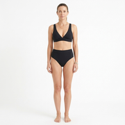 Einfarbiges Bikini mit hoher Taille