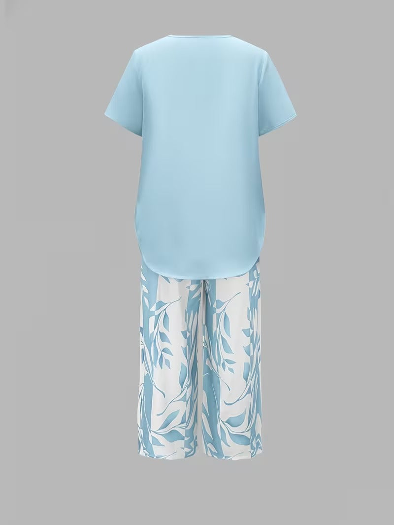 Avy™ | Lässiges Zweiteiliges Set mit Blattdruck