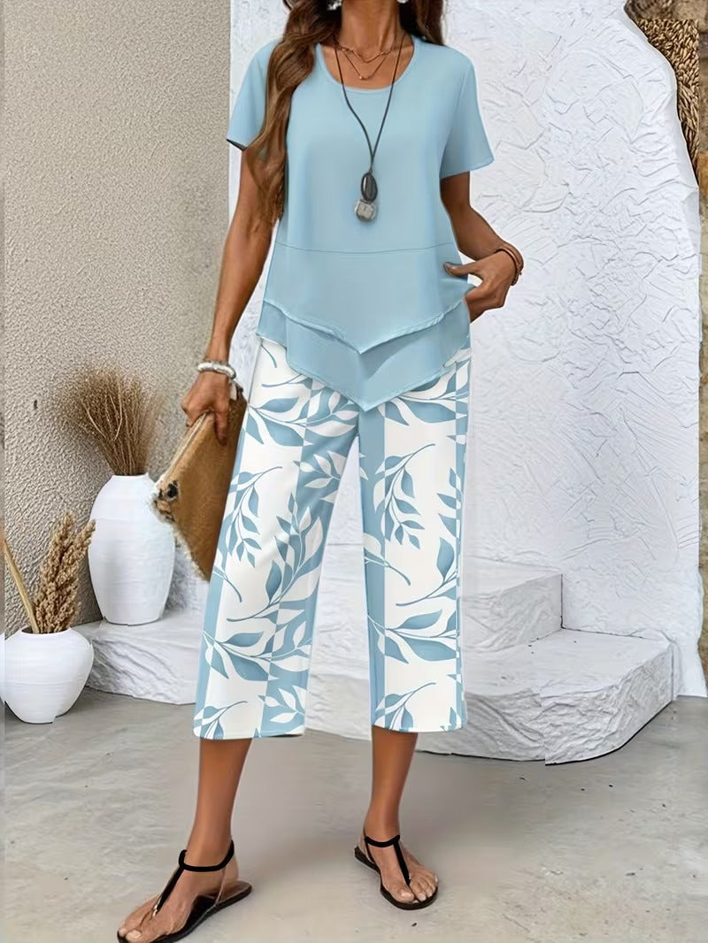 Avy™ | Lässiges Zweiteiliges Set mit Blattdruck