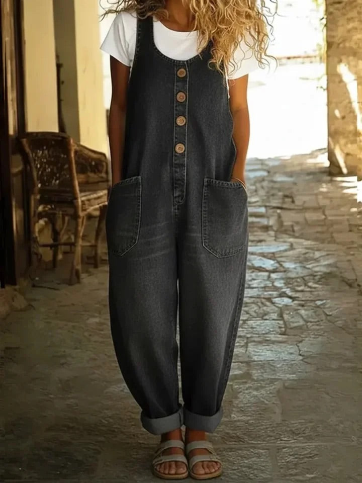 Saylor - Vintage gewaschene Baumwoll-Denim-Overalls