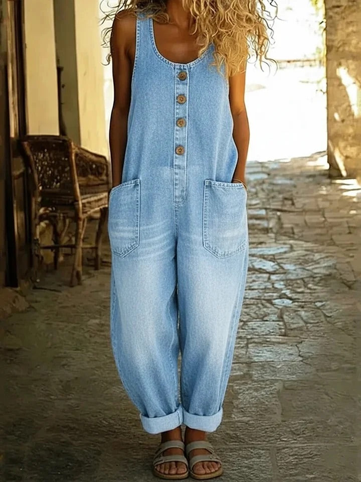 Saylor - Vintage gewaschene Baumwoll-Denim-Overalls